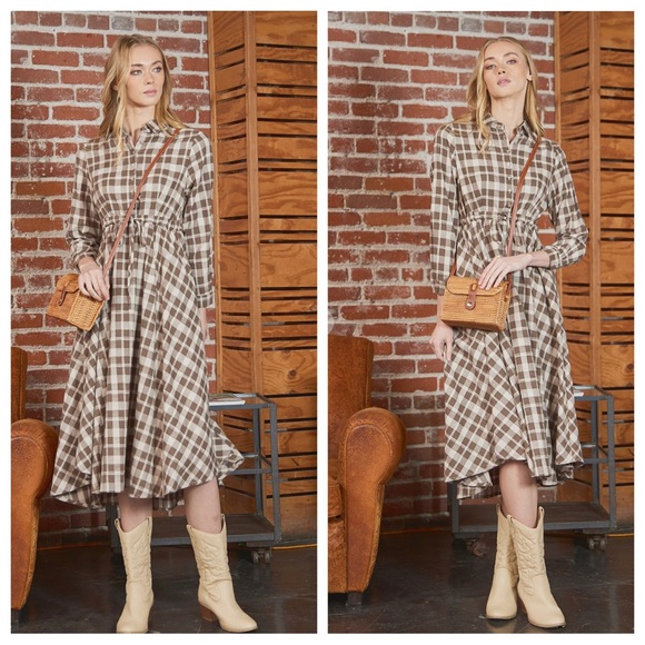 18 Chic Plaid Pattern Button Up Dress - Picture 2 of 5